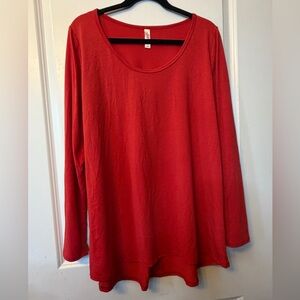 LuLaRoe 2XL Red Lynnae Long Sleeve Scoop Neck Top